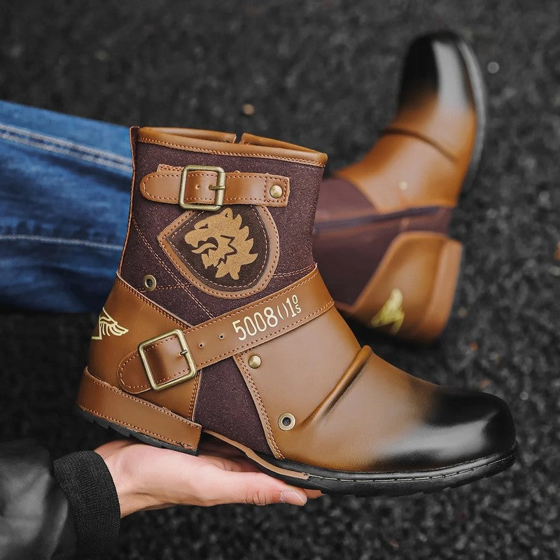 Antonio Men's Buckle Strap Moto Boots