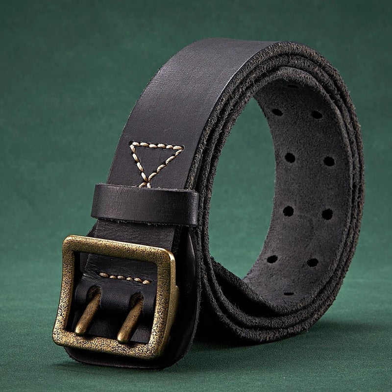 Distressed Perforated Leather Belt