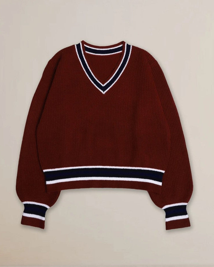 Eliane Varsity Stripe Ribbed Knit Sweater