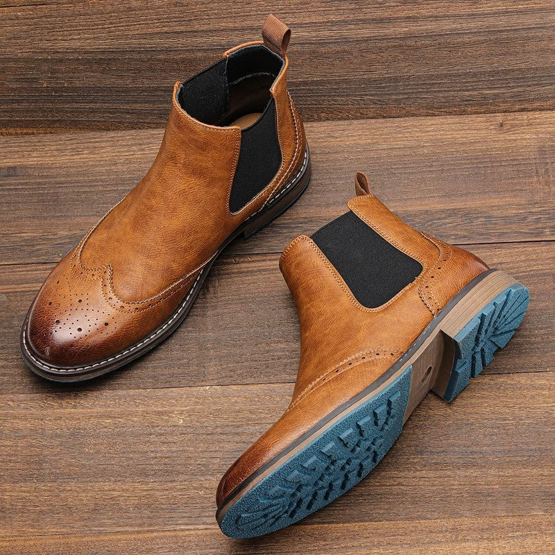 Gabriel Brogue Leather Chelsea Boot