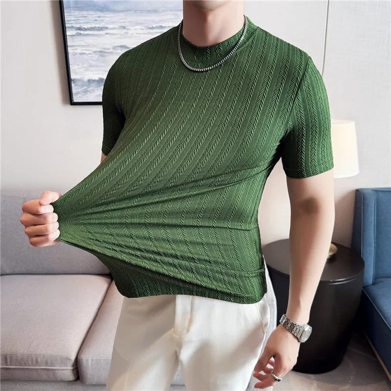 Luca Men's Textured Knit Fitted T-Shirt