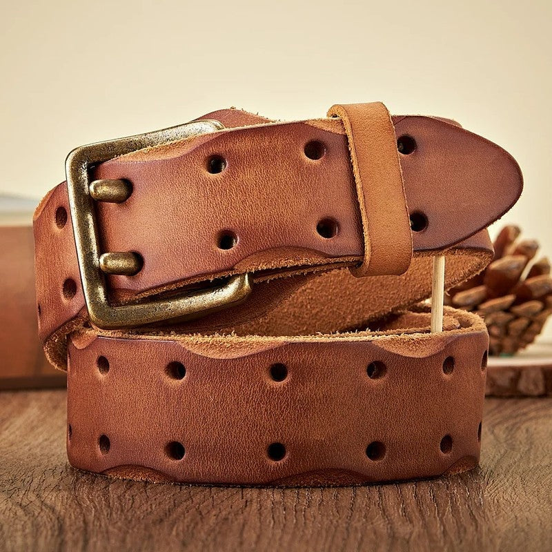Manuel Men's Perforated Brass Buckle Belt