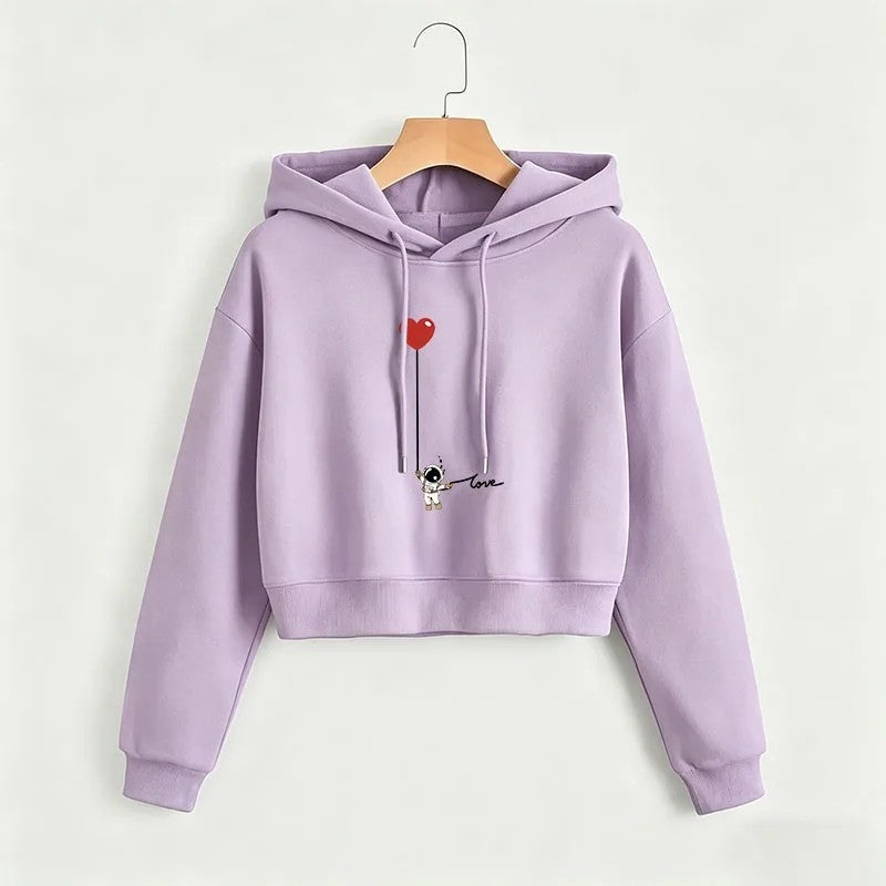 Natalie Women's Cropped Graphic Hoodie