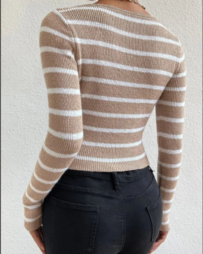 Nina Women's Striped Ribbed Knit Sweater