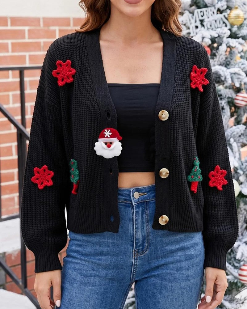 Ruth Festive Knit Button-Up Cardigan