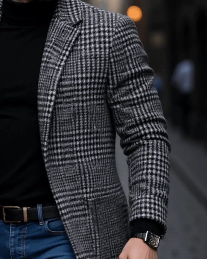 Adam Plaid Wool Blend Overcoat