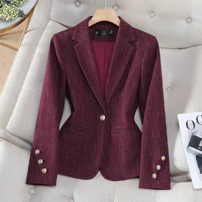 Agnes Fitted Textured Button Blazer
