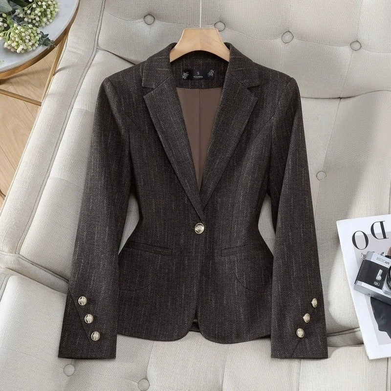 Agnes Fitted Textured Button Blazer