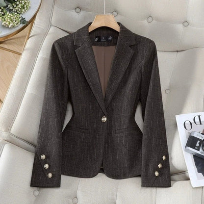 Agnes Fitted Textured Button Blazer