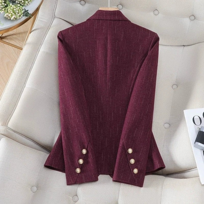 Agnes Fitted Textured Button Blazer