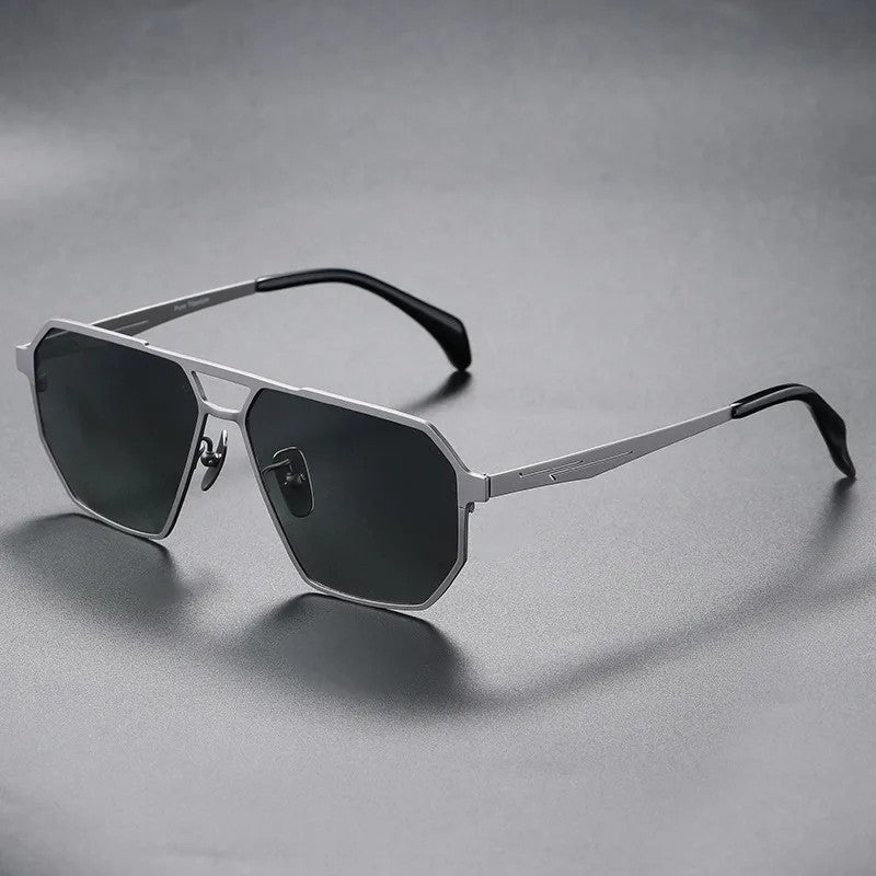 Alvian Geometric Metal Frame Sunglasses