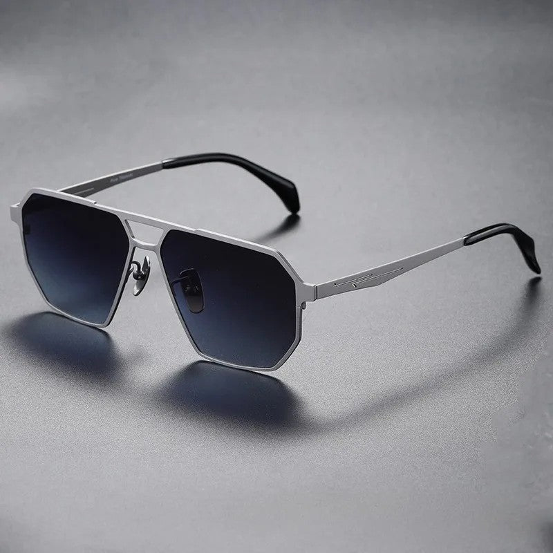 Alvian Geometric Metal Frame Sunglasses