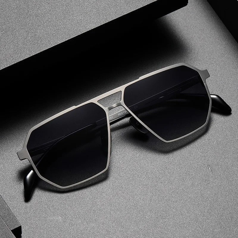 Alvian Geometric Metal Frame Sunglasses