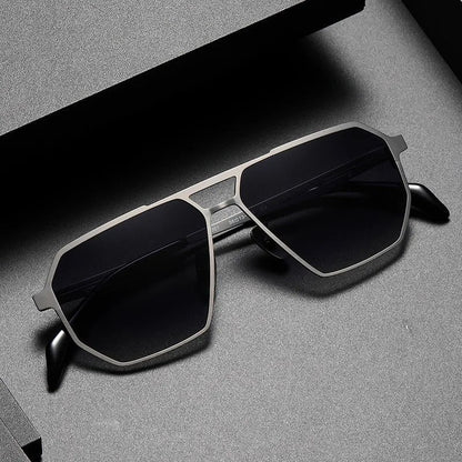 Alvian Geometric Metal Frame Sunglasses