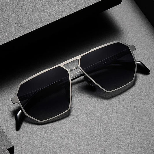 Alvian Geometric Metal Frame Sunglasses
