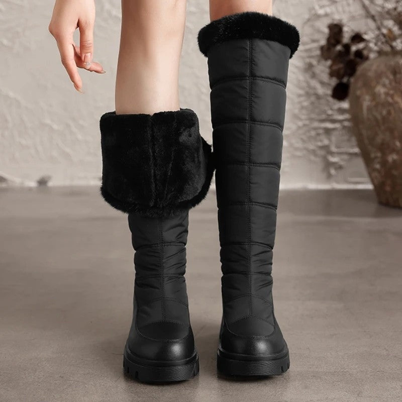 Alviera Quilted Faux Fur Knee-High Boots
