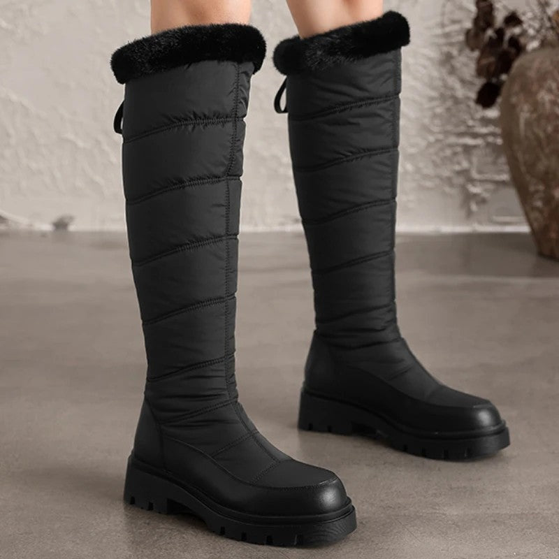 Alviera Quilted Faux Fur Knee-High Boots
