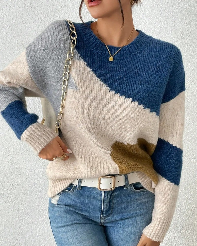 Amelia Women's Colorblock Soft Knit Sweater