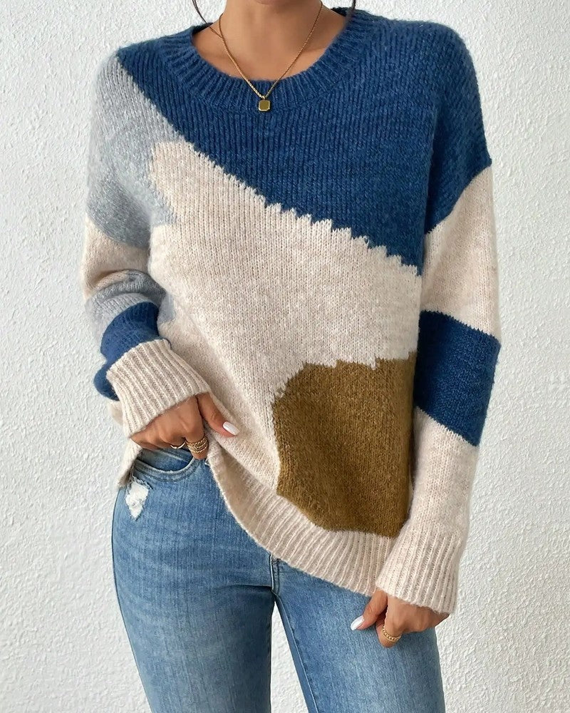 Amelia Women's Colorblock Soft Knit Sweater