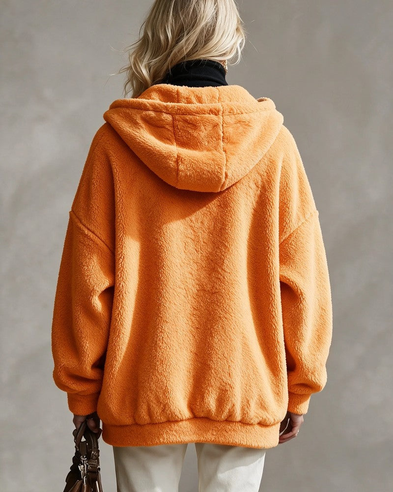 Andrea Women's Oversized Fleece Hooded Jacket
