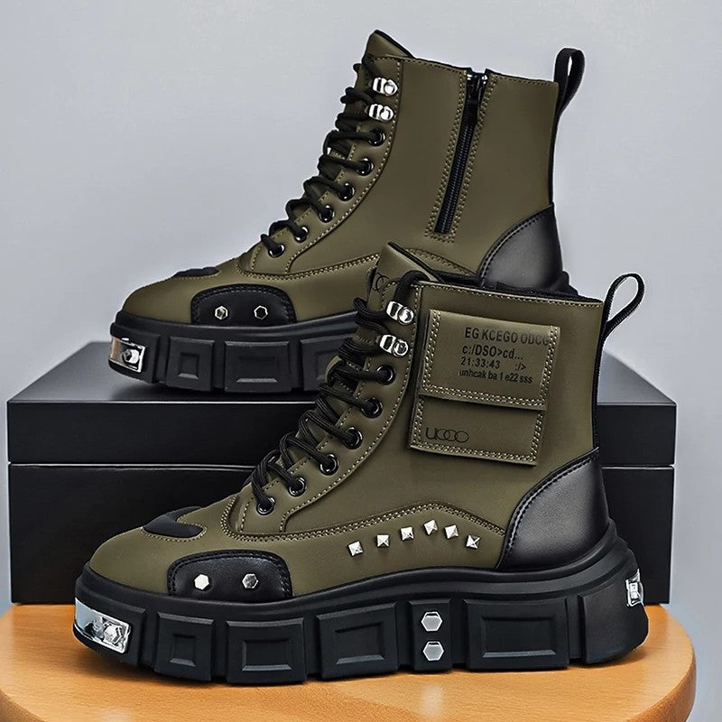 Andrew Platform Studded High-Top Boots