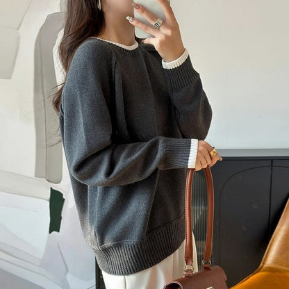 Anja Relaxed Contrast Trim Knit Sweater