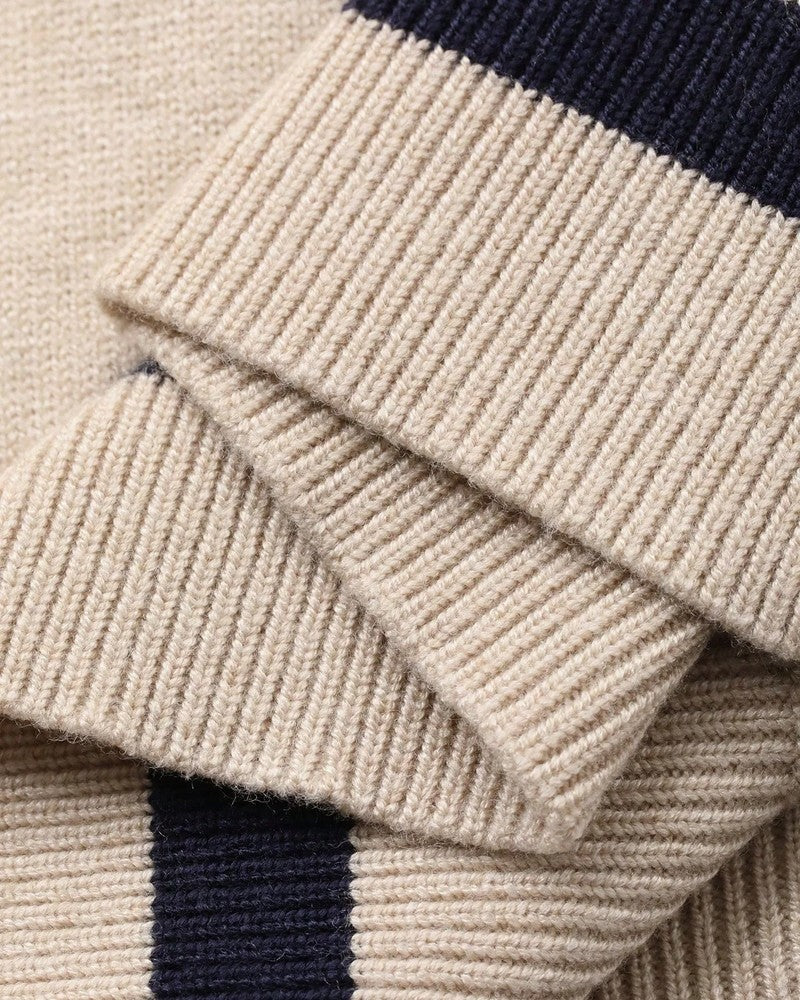 Annelis Contrast Collar Knit Polo Sweater