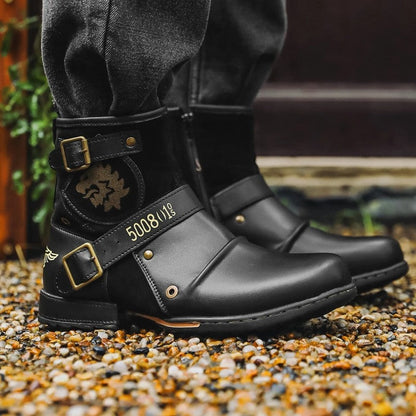 Antonio Men's Buckle Strap Moto Boots