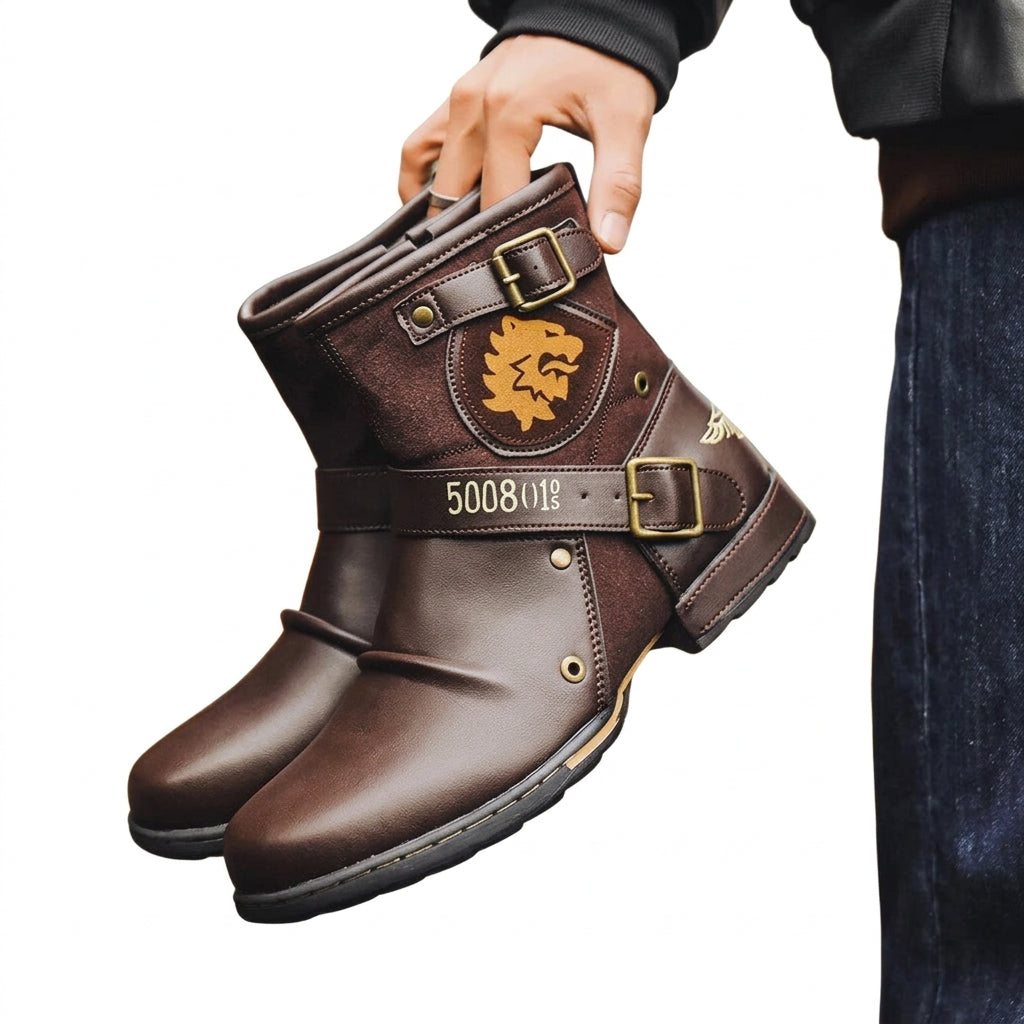 Antonio Men's Buckle Strap Moto Boots