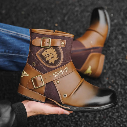 Antonio Men's Buckle Strap Moto Boots