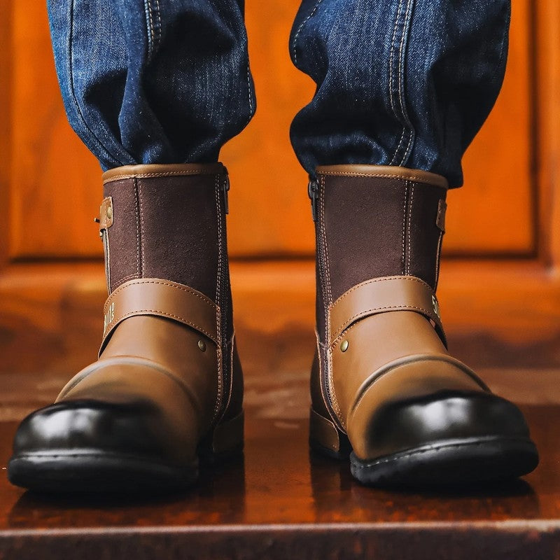 Antonio Men's Buckle Strap Moto Boots