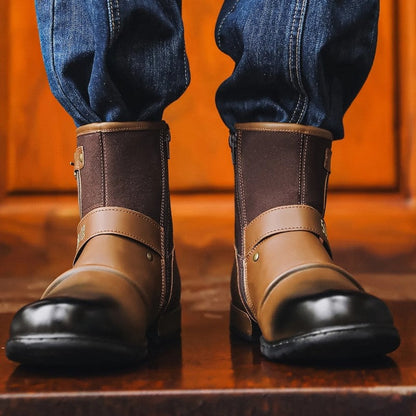 Antonio Men's Buckle Strap Moto Boots