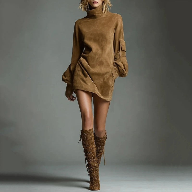 Arlisse Relaxed Turtleneck Mini Dress