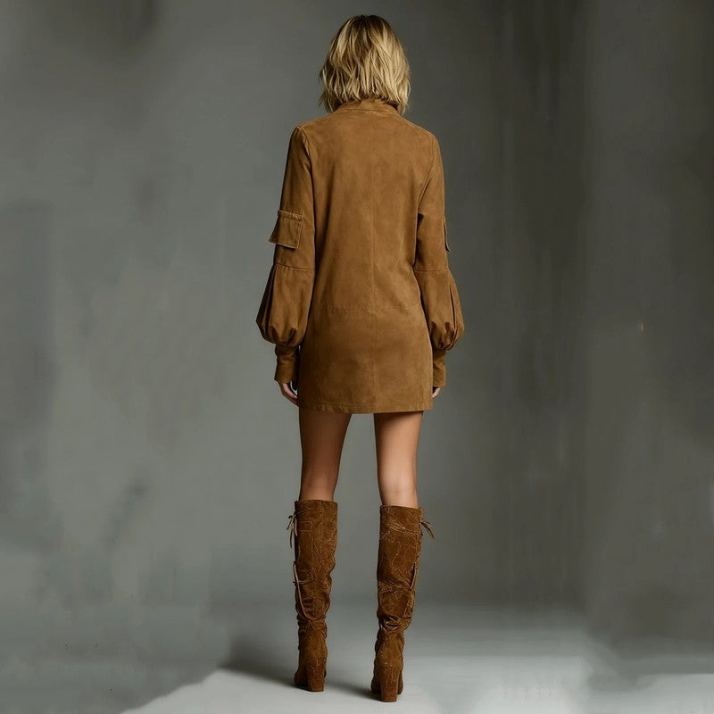 Arlisse Relaxed Turtleneck Mini Dress
