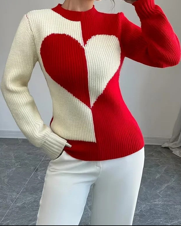 Audrey Women's Colorblock Heart Knit Sweater
