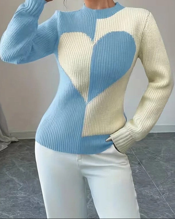 Audrey Women's Colorblock Heart Knit Sweater