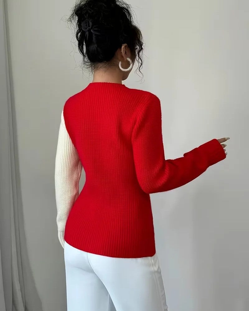 Audrey Women's Colorblock Heart Knit Sweater