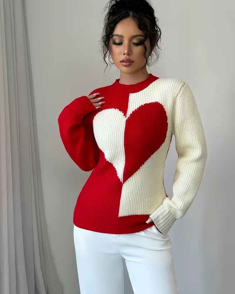 Audrey Women's Colorblock Heart Knit Sweater