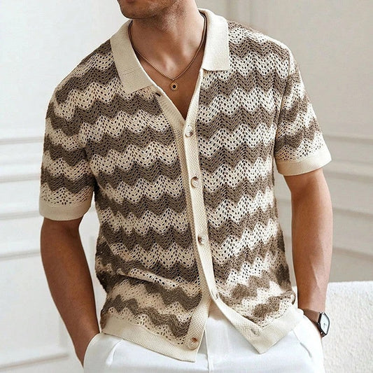Avior Crochet Knit Button-Up Shirt