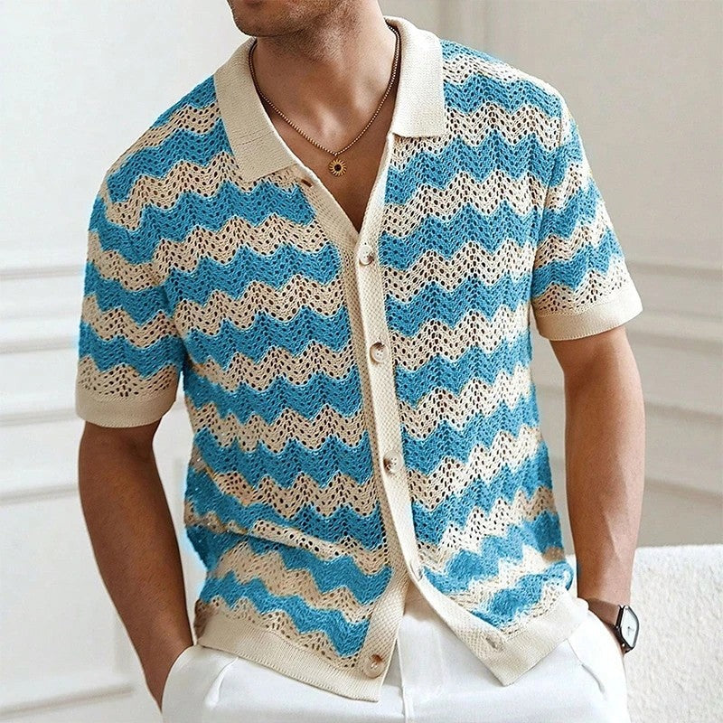 Avior Crochet Knit Button-Up Shirt