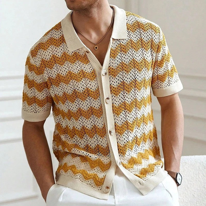 Avior Crochet Knit Button-Up Shirt