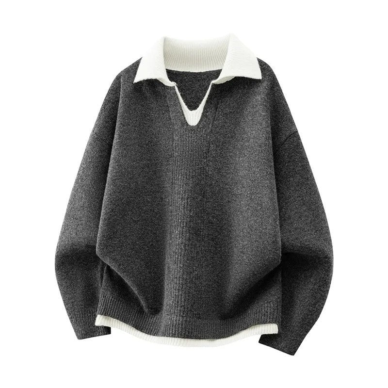 Christopher Relaxed Contrast Collar Knit Sweater
