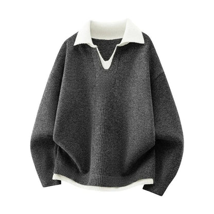 Christopher Relaxed Contrast Collar Knit Sweater