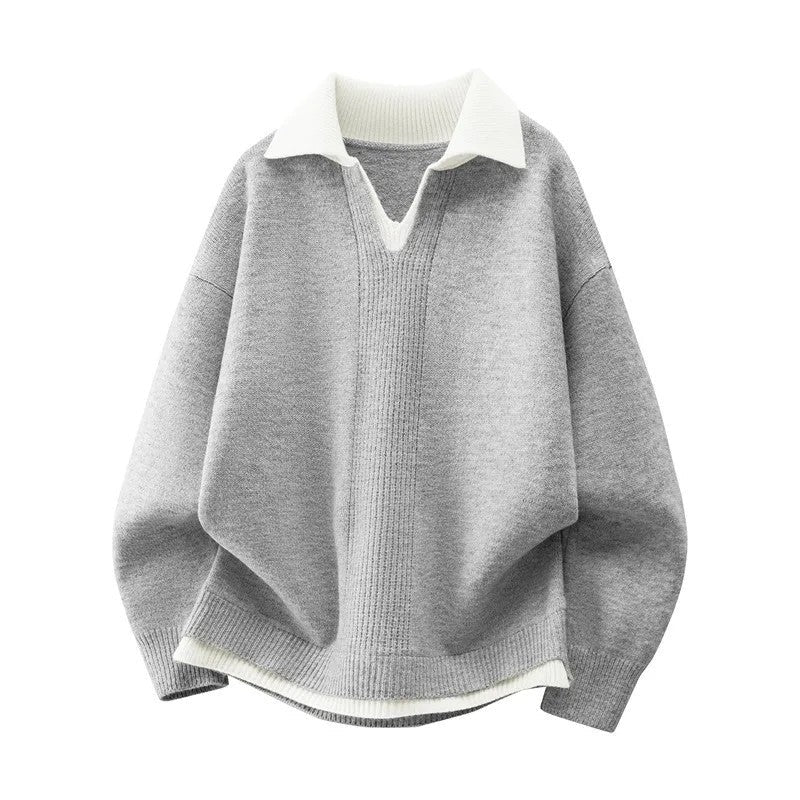 Christopher Relaxed Contrast Collar Knit Sweater