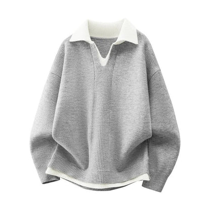 Christopher Relaxed Contrast Collar Knit Sweater