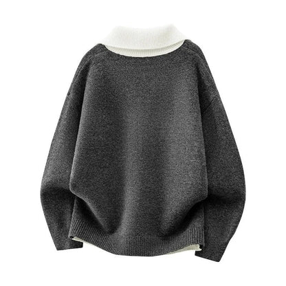 Christopher Relaxed Contrast Collar Knit Sweater