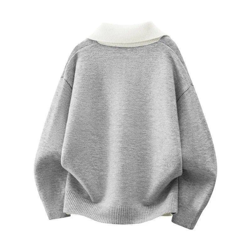 Christopher Relaxed Contrast Collar Knit Sweater