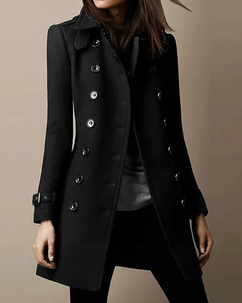 Claire Double-Breasted Wool Trench Coat