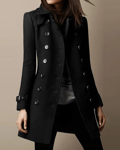 Claire Double-Breasted Wool Trench Coat