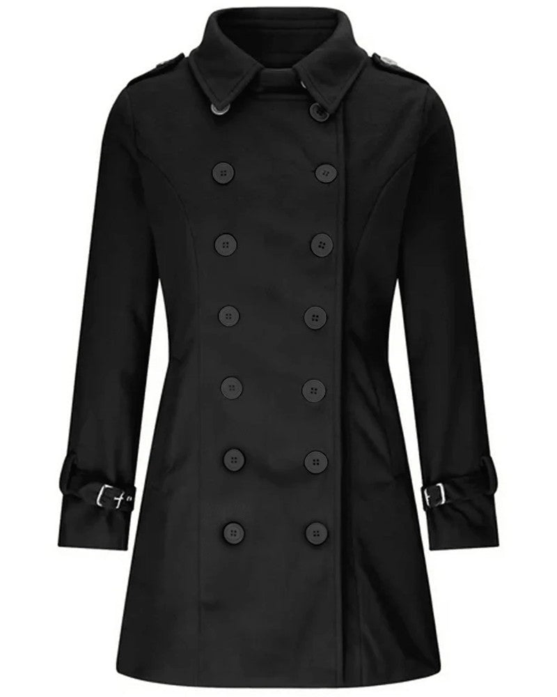 Claire Double-Breasted Wool Trench Coat